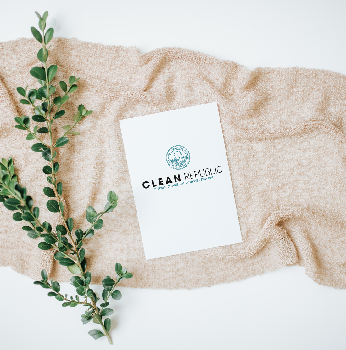 Clean Republic on a cotton cloth with eucalyptus 
